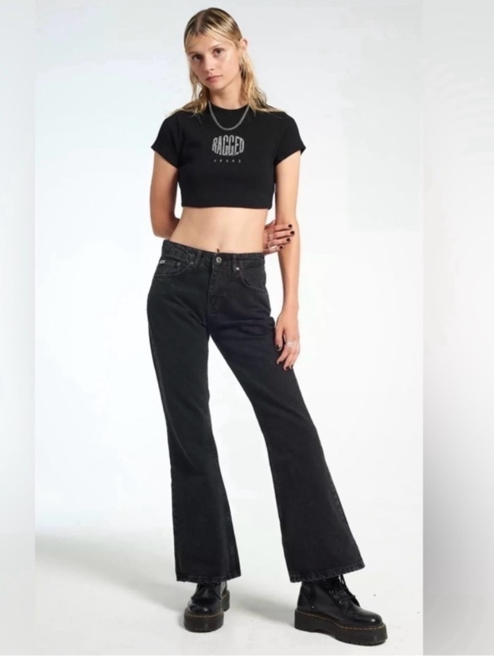 Ragged Jeans Black High-Rise Flare Jeans